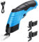 Gugxiom Electric Scissors,Carpet Cutter with 2 Replaceable Blades,Cordless Electric Scissors for Cutting Fabric/Leather/Carpet/Cardboard (1+2 Blade Blue)