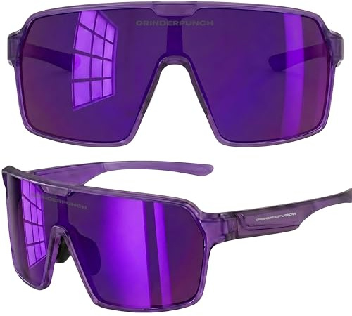 grinderPUNCH Gafas de Sol Deportivas Polarizadas para Hombre y Mujer con Protección UV para Béisbol, Correr, Ciclismo, Esquí y Pickleball - Púrpura