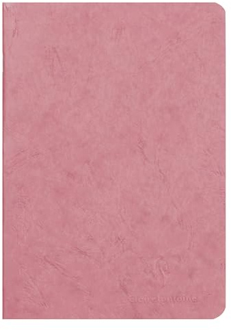 Clairefontaine 733166C - Notizheft Kladde Age Bag, DIN A5 14,8x21 cm, 48 Blatt liniert 90g, Einband gekörnt mit Lederstruktur, Altrosa, 1 Stück