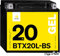 Denagi 82000 GEL BTX20L-BS Motorradbatterie 12V 20Ah, Ersetzt YTX20L-BS, wartungsfrei versiegelt vorgeladen