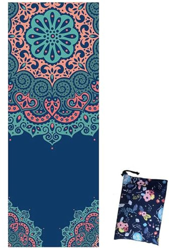 Ngbbby Toalla para Esterilla de Yoga, 73x26, Suave, Absorbente del Sudor y Antideslizante, Toalla de Yoga Caliente con Bolsa con cordón para Interior y Exterior, Caliente