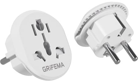 GRIFEMA Adaptador de Viaje Universal a EU, Pack de 2