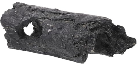 Milisten Escondite para Lagartos de Resina Forma de Tronco Hueco Negro, Resistente Estimula el Instinto de Ocultación en Terrarios Interiores