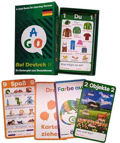 AGO Auf Deutsch 2 Card Game (Deluxe Edition): Learn German The Fun Way! - Boost Vocabulary & Grammar Skills - Learning for All Ages!