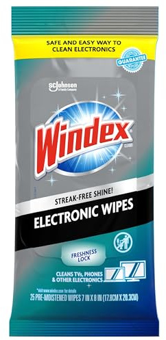 Pre-moistened electronic wipes, provides streak-free shine, 25 pieces