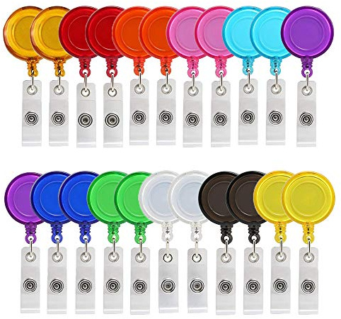 22pcs Portatarjetas retráctiles con Clip para Soporte de Tarjeta ID Llaves (A)