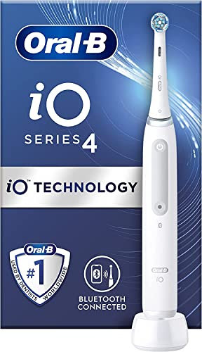 Oral-B iO4 Electric Toothbrush With Revolutionary iO Technology, Gifts For Women / Men, 1 Toothbrush Head, 4 Modes With Teeth Whitening, UK 2 Pin Plug, White + 8 Ultimate Clean Toothbrush Heads