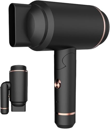Trådlös hårtork, uppladdningsbar, vikbar resefläkt, USB-minihårtork med varm/kall luft, för kvinnor, barn, camping, stränder, svart
