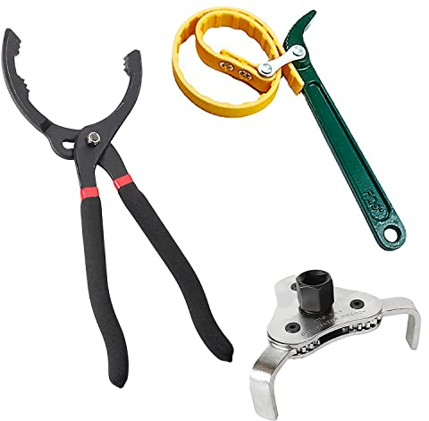 Choonjin 3 Stücke Set Ölfilterzange 30cm, Verstellbarer Ölfilterschlüssel, Ölfilterschlüssel-3-armig, Bandschlüssel, Ölfilter Schlüssel Entfernungswerkzeug für Autos (3)