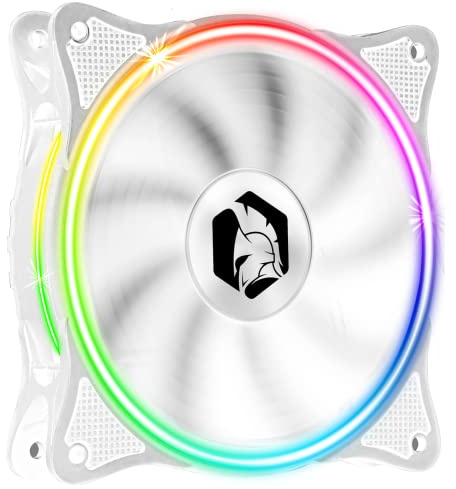 EMPIRE GAMING -Ventilateur de Boîtier PC Gamer 1x120MM -Flux d’air élevé -RGB Adressable LED PWM 3 pins 5 Volts Dual Loop -Silencieux -Refroidissement 12CM - Blanc