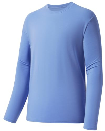 Bassdash Camiseta de Pesca de Manga Larga para Hombre, Mezcla de algodón Ultra Suave UPF 50+, protección Solar UV, Camiseta de Rendimiento Informal