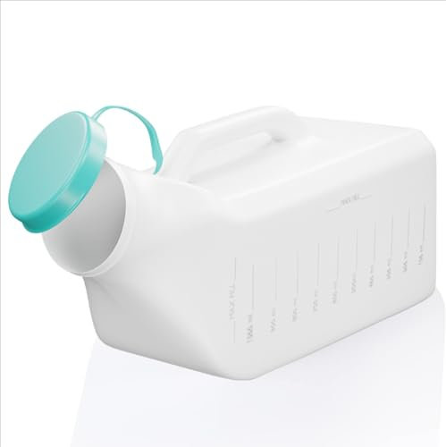 Denus 1000 ml Leak & Smell Proof Urine Bottles Male Spill Proof. Special Male Urine Bottle with Soft Edges, Glowing Lid. Portable Male Urinal Bottles for Men, for Hospitals, Travel & Emergency