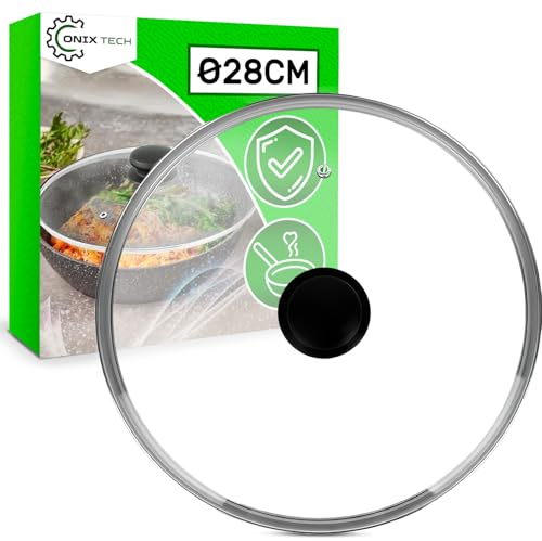 Tapa de Cristal para Ollas y Sartenes con Mango Ø28 cm - Garantía de 5 Años - ONIX TECH