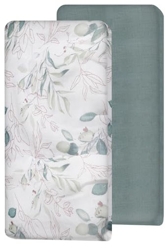 BORDEAG 2er Pack Spannbettlaken Kinderwagen, Atmungsaktive Matratzenbezüge, Stubenwagen Bezug, mit 360° Spannring für Stubenwagen/Beistellbett