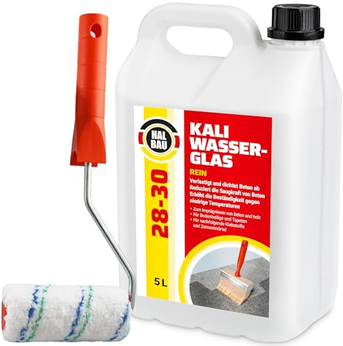 HALBAU Kalivattenglas, 28–30 rent 5 liter kali-vattenglas, självhäftande bas, betongsförsegling, träimpregnering, förbränning, väggtätning, betongskydd, träskydd