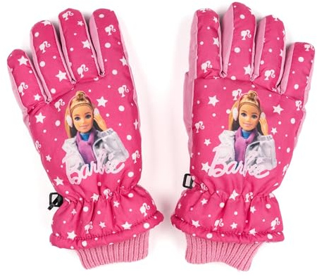 United Labels Barbie - Guantes de esquí infantiles de invierno para niñas, guantes de invierno impermeables y resistentes al viento, guantes cálidos para snowboard y esquí rosa (rosa, 8-10 años)