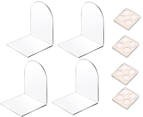 4 Pezzi Reggi Libri per Antiscivolo, Fermalibri Trasparenti in Acrilico, Espositore per Libro in Acrilico, 12 * 12 * 17.5CM Supporto per Merci Come fermalibri e Supporto per Scuola, Casa, Ufficio
