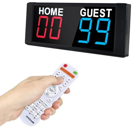 Ousmile Electronic Scoreboard, Tabletop Score Board Electronic Scorer, Portable LED Digital Scoreboard with Remote, Score Keeper for Indoor outdoor Games/Cornhole/Basketball/Pingpong(Red+Blue)