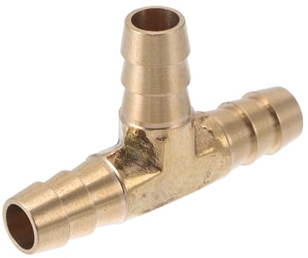 HEROFFIX Brass Hose Barb Fittings 7/16 Barb OD t Shaped 3 Way Connector for Air Water Oil Gas Fuel 1 Pcs Gold Tone