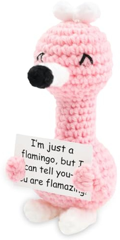 Yoljun Rosa Positive Flamingo, Pocket Hug Flamingo Geschenke, Emotionale Unterstützung Geschenk, Glücksbringer und Taschenumarmung für Papa Opa Mama Oma Frauen Männer Freund Kollegin