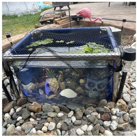 Rygcrud Bassin Hors Sol, Piscine pour Tortues dans Le Jardin, Bassins D'élevage De Poissons avec Fenêtre D'observation, Revêtement en PVC Et Structure en Acier, Facile À Assembler.(80x50x35cm)