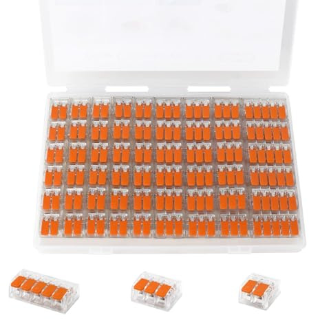 CILIA Set di morsetti di collegamento con leva (54 pezzi) – morsetti compatti assortimento 2, 3, 5 poli – connettori elettrici riutilizzabili per tutti i tipi di conduttori (0,2-4 mm²)