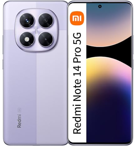 XIAOMI Redmi Note 14 Pro 5G Smartphone,6,67 pollici, viola, 12 GB RAM, 512 GB, Dual SIM, NFC(senza caricatore incluso)