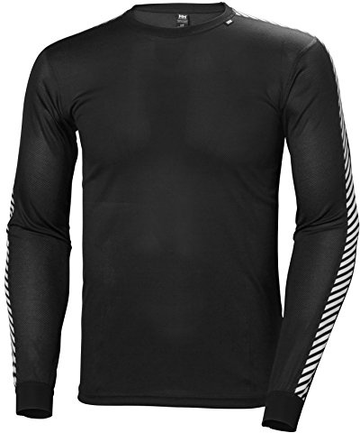 Helly Hansen Men's HH LIFA Stripe Lightweight High Performance Long-Sleeve Crewneck Thermal Baselayer Top, 998 Black, Medium