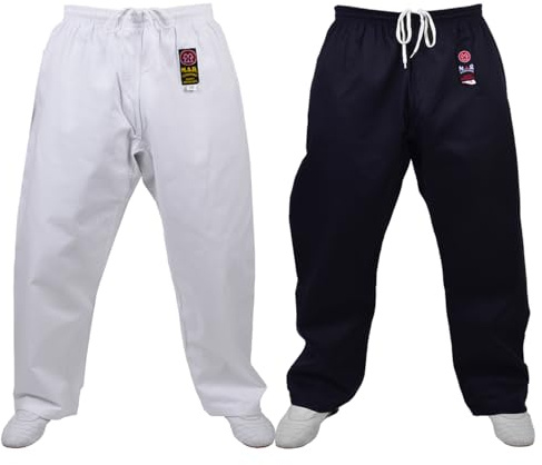 MAR | White Karate Trousers Unisex, Martial Arts Trousers for Woman, Men & Kids, Martial Arts Training, Competition & Tournament Pants, 8oz Polycotton Fabric (5/180)