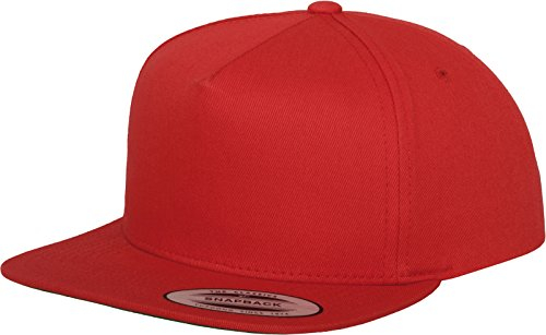 FLEXFIT Cappellino Snapback, Cappellino da Baseball Snapback Cap, Berretto da Baseball Classico con Fodera Frontale, Cotone Twill, Rosso (Red), Unisex, Taglia Unica