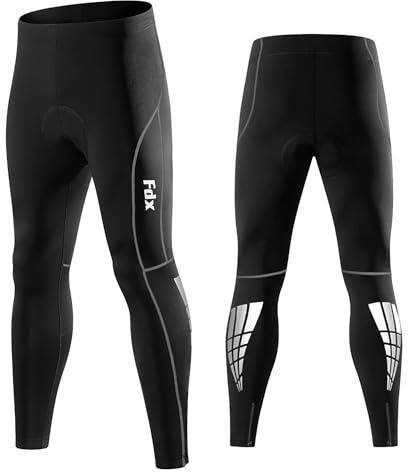 FDX Men’s Cycling Tights, Lightweight, Breathable, 3D Padded, Cycle Trousers, Outdoor Bike Riding Pants, Quick Dry, Highly Elasticated Bicycle Leggings (Black XL)