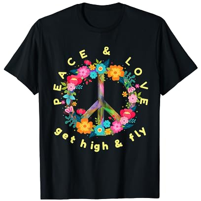 Peace Love Hippie Kostüm Tie Dye 60er 70er Jahre T-Shirt