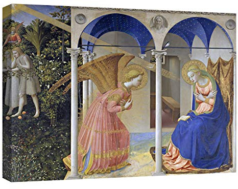 canvashop Quadro Beato Angelico L'Annunciazione 100x70 cm Quadri Moderni Soggiorno Stampa Su Tela Con Telaio Arte Sacra