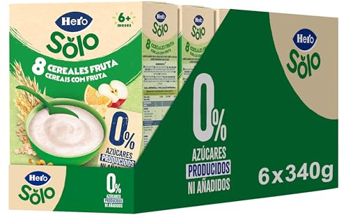 Hero Solo Papilla 8 Cereales con Fruta, Rico en Vitaminas, Sabor Natural para Bebés, a partir de 6 meses