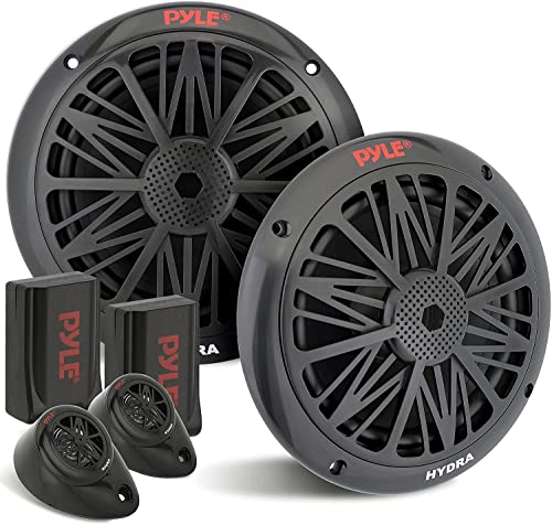 PYLE 200 Watt Marine Boat Speaker System Weather Proof Dual 2 Way 6.5 Inch Outdoor Speakers w/ 85Hz-6kHz Frequency Response, Heavy Duty 8oz Magnet Structure PLMR6KB,Black
