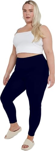 Viscose Plain Leggings for Women, Ladies & Girls Soft Elastic Gym Workout Beach Running Stretchy Yoga Pants All Season Jeggings Casual Plus Size Legging Navy UK 8-10