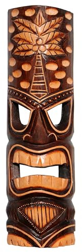 Wogeka - Máscara de pared TIKI Maorí de 50 cm – en estilo Nueva Zelanda de madera como idea de regalo para Navidad cumpleaños decoración – tallado a mano de Bali (Maske44)