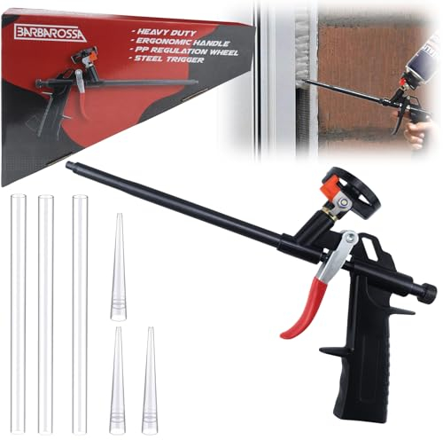 Schaumpistole PU Bauschaumpistole Bauschaum Pistole PU Schaumpistole Schaum PU Bauschaumpistole aus Metall zum Abdichten, Füllen, Abdichten, für den Heim und Bürogebrauch (Schwarz)