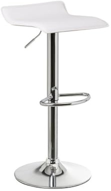 LOLAhome - Taburete de Cocina Giratorio en 360°, Silla de Bar Regulable en Altura de 63 a 84 cm, Estructura Metal y Reposapiés, Blanco