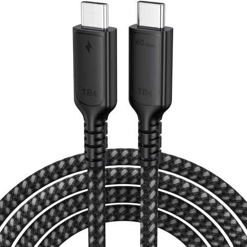 DteeDck USB 4 Cable 6ft for Thunderbolt 4, USB4 40Gbps High Speed Data Transfer, 8K@60Hz /4K@120Hz Display 240W Charging USB C Data Cables for Thunderbolt 4 Thunderbolt 3 USB-C Devices