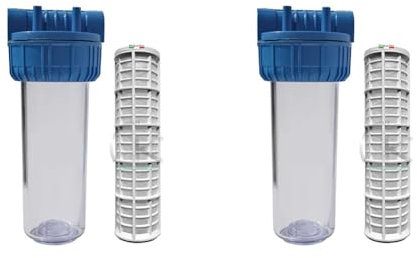 WK Contenitore Filtro 10 3/4 Tipo 3 Pezzi Staffabili con Cartuccia in Nylon lavabile e riutilizzabile 10 - Made in Italy - Struttura Robusta e Versatile per Filtrazione dell'Acqua (Confezione da 2)