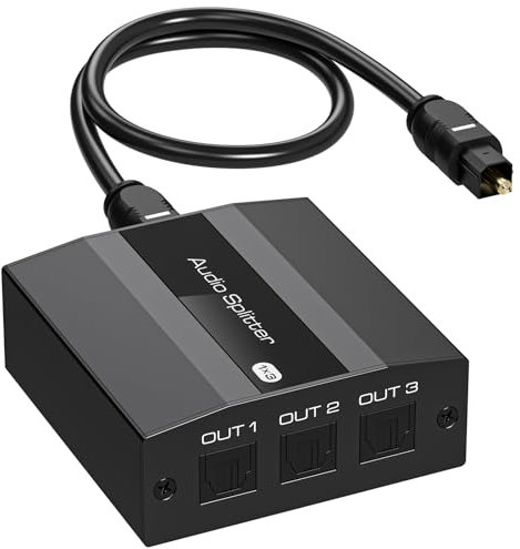 PVBCTCSID Digital Optischer Audio Splitter Toslink Splitter 1 In 3 Out SPDIF Toslink Switch 3 Port Optical Audio Verteiler 1x3 Optisches Kabel Adapter Mit 1x Optisches Audiokabel für HDTV Soundbar DVD