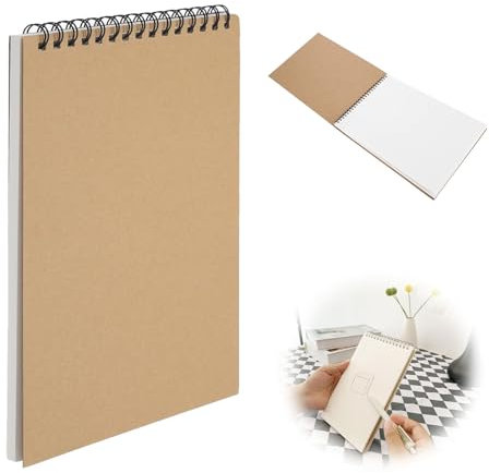 1 Stück Zeichenblock A4 Skizzenbuch, Hartfaserplatte Säurefreies mit 60 Seiten/30 Blatt, Blanko Skizzenblock Spiralgebundenes Zeichenblock für Zeichnen, Skizzen, Notizen, Graffiti