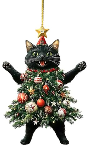 Katt julprydnad, backbild jul katt berlock prydnad, bil bakifrån hänge dekoration, bil och väska katt tillbehör julgransprydnader