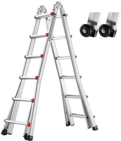 VEVOR Escalera Telescópica con Estructura en A Escalera Extensible 623 cm Escalera Plegable Portátil para RV, Tareas Escolares, Escalera de Techo para Interiores y Exteriores Carga de 149,7 kg