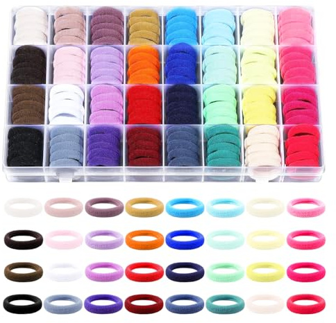 YZROHYI Set di 320 mini elastici per capelli per bambini colorati, elastici per capelli per ragazze, morbidi e senza cuciture, in tessuto elastico per capelli