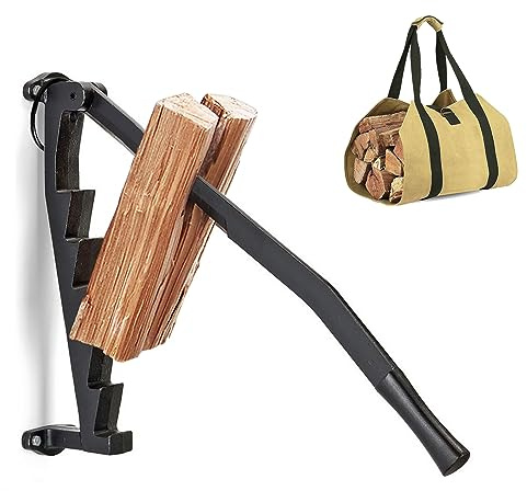 Cortadora manual de leña – Cortador de leña resistente para preparación de leña en interiores y exteriores