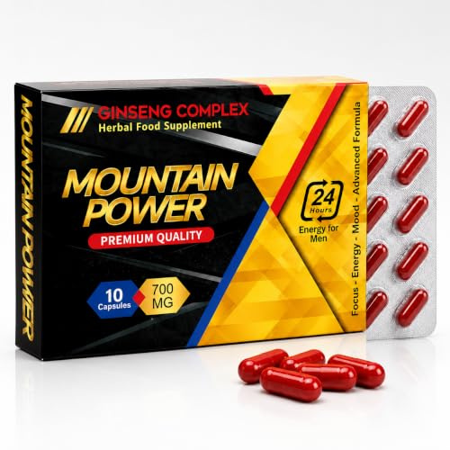 MOUNTAIN POWER UK 700mg Ginseng | Stronger | Longer | Performance | Extra Strength Enhancing Pills for Men | Stamina & Endurance Booster Supplement | 10 Red Capsules