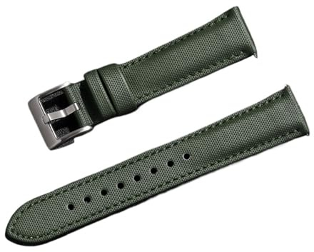PNESHGTT Bracelet de montre en cuir et toile voile, 20 mm 22, compatible avec ceinture, tissu imperméable, à dégagement rapide, accessoires for bracelet(Green,22mm)