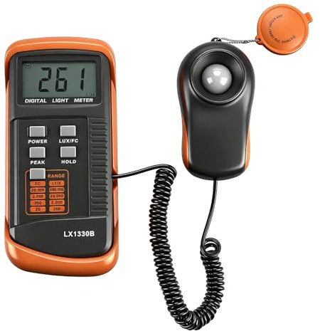 Luxmètre LX1330B Digital, Luxmètre Professionnel 0-200 000 avec Écran LCD - Haute Précision et Réponse Rapide, idéal pour Magasins, Musées et Photographie